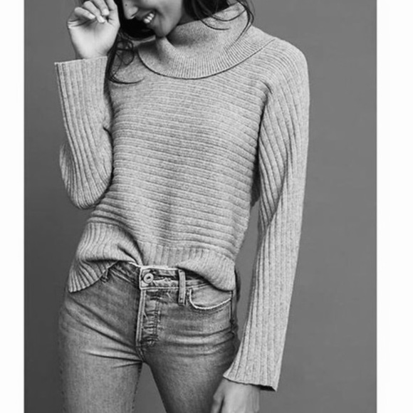 Anthropologie Sweaters - Anthropologie By Moth Gray Ribbed Cowl Sweater Small N22